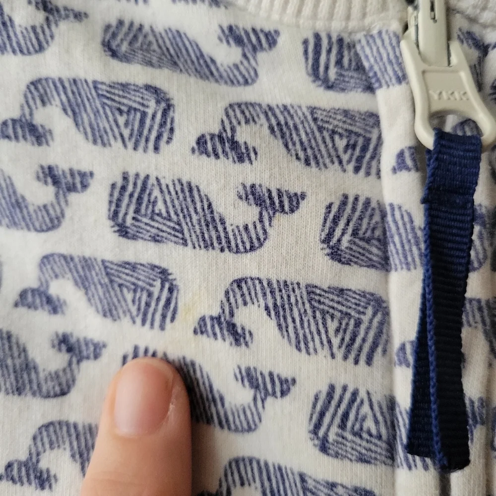 Vineyard Vines Blue and White Elephant Print Reversible Sherpa Jacket‎ Girls 10